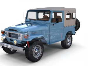 toyota land cruiser fj 40 soft top with interior and chassis 3D Model