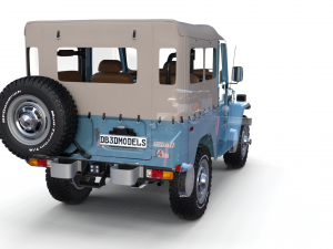 toyota land cruiser fj 40 soft top with interior and chassis 3D Модель
