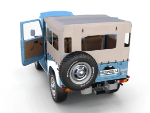 toyota land cruiser fj 40 soft top with interior and chassis 3D Model