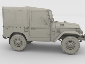 toyota land cruiser fj 40 soft top with interior and chassis 3D Модель