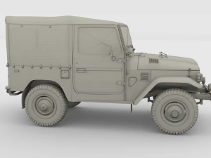 toyota land cruiser fj 40 soft top with interior and chassis 3D Model