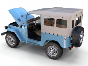 toyota land cruiser fj 40 soft top with interior and chassis 3D Модель