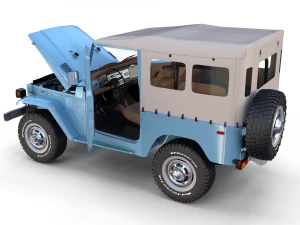 toyota land cruiser fj 40 soft top with interior and chassis 3D Model