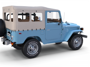 toyota land cruiser fj 40 soft top with interior and chassis 3D Модель