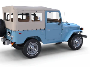 toyota land cruiser fj 40 soft top with interior and chassis 3D Model