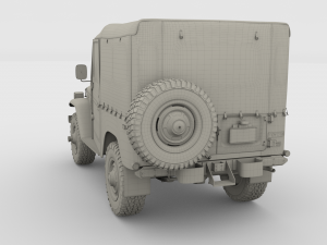toyota land cruiser fj 40 soft top with interior and chassis 3D Модель