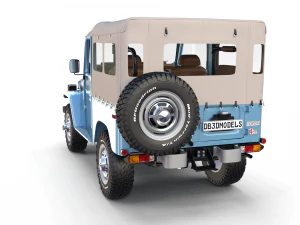 toyota land cruiser fj 40 soft top with interior and chassis 3D Model