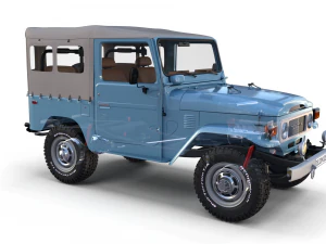 toyota land cruiser fj 40 soft top with interior and chassis 3D Model