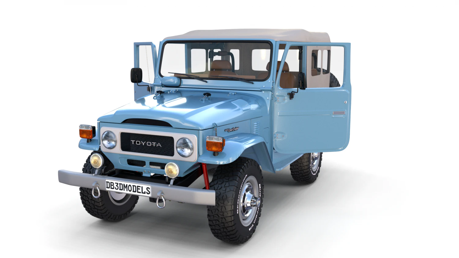 land cruiser fj 40 soft top with interior 3D Model .c4d .max .obj .3ds .fbx .stl .blend 