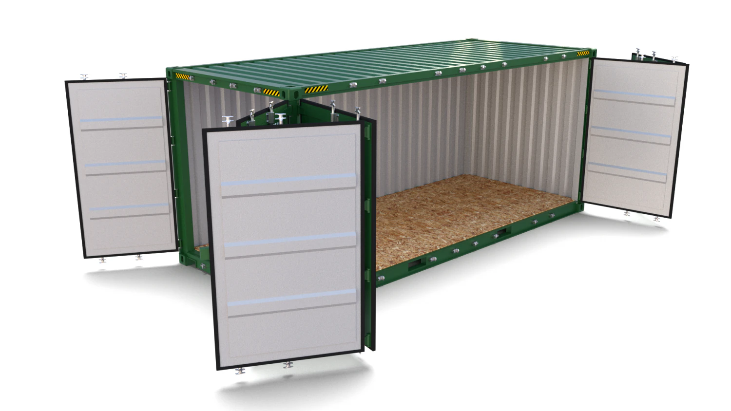 20ft shipping container side open 3D Model .c4d .max .obj .3ds .fbx .stl .blend 