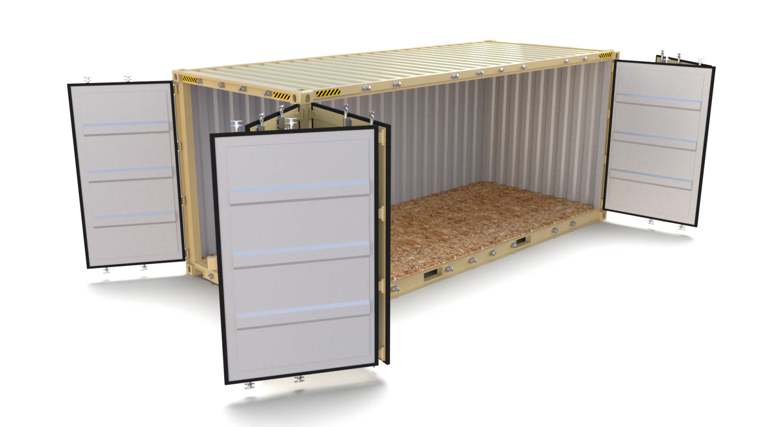 20ft shipping container side open 2 3D Model .c4d .max .obj .3ds .fbx .stl .blend 