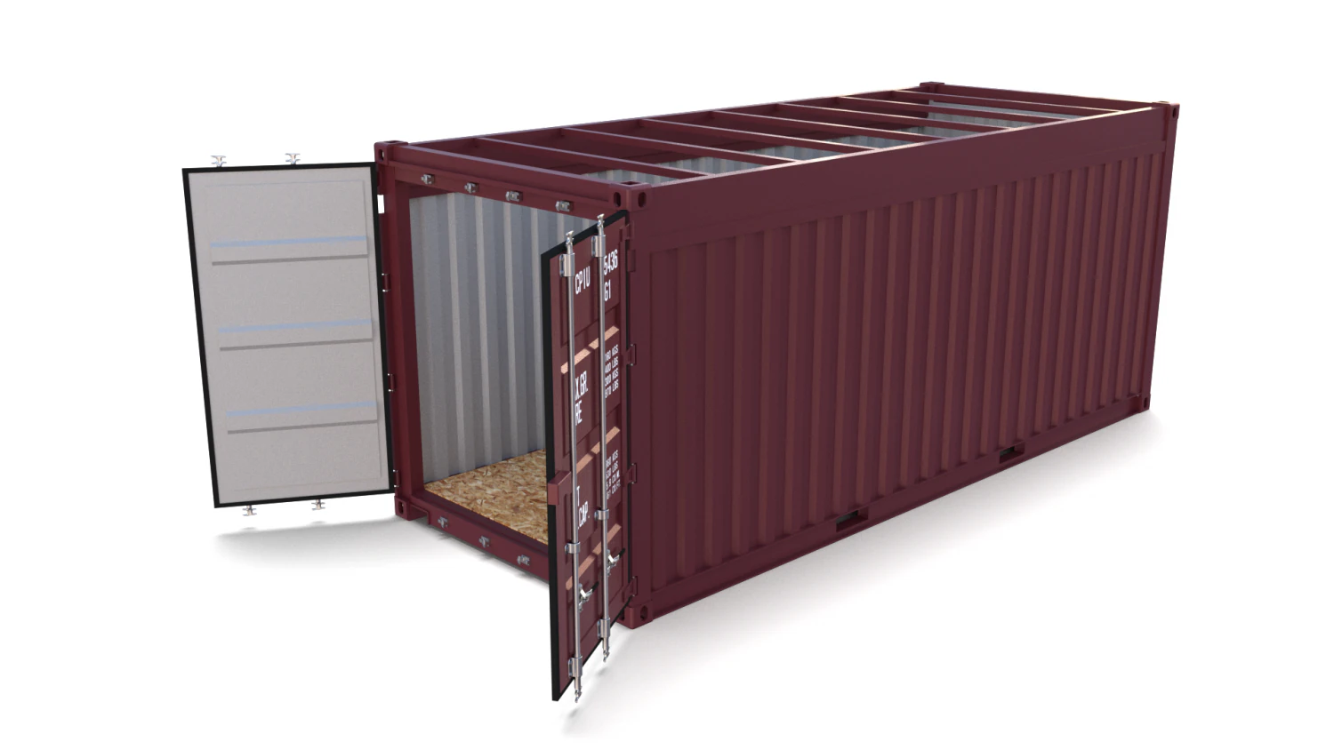 20ft shipping container open top no cover 3D Model .c4d .max .obj .3ds .fbx .stl .blend 