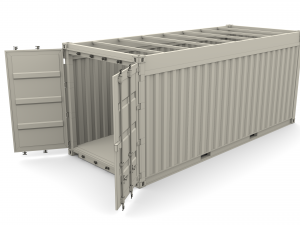 20ft shipping container open top no cover 3D मॉडल