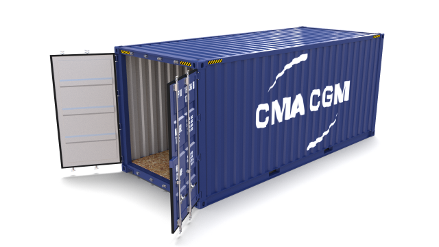20ft shipping container cma cgm 3D मॉडल .c4d .max .obj .3ds .fbx .stl .blend 