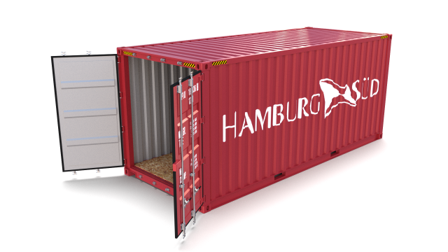 20ft shipping container hamburg sud 3D मॉडल .c4d .max .obj .3ds .fbx .stl .blend 