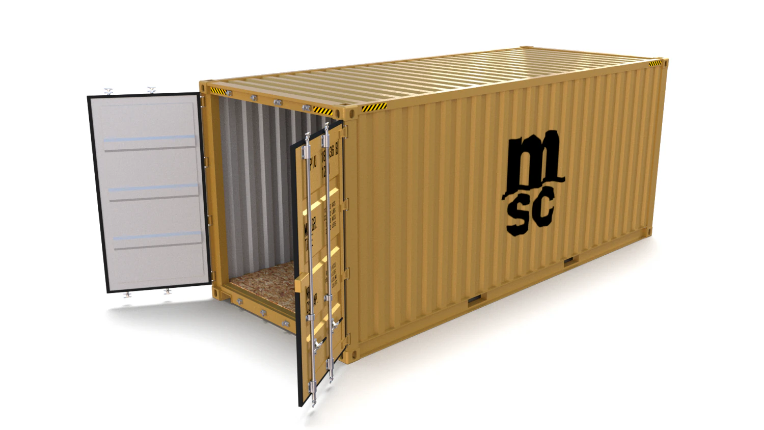 20ft shipping container msc 3D Model .c4d .max .obj .3ds .fbx .stl .blend 