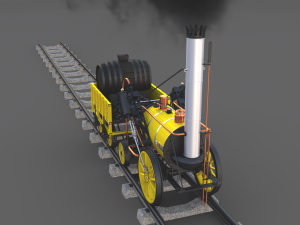 animated rocket locomotive and wright flyer pack Modelo 3D