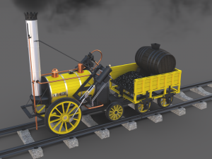 animated rocket locomotive and wright flyer pack Modelo 3D