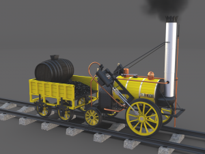 animated rocket locomotive and wright flyer pack Modelo 3D