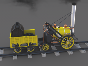 animated rocket locomotive and wright flyer pack Modelo 3D