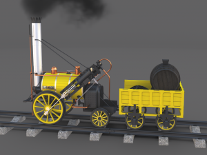 animated rocket locomotive and wright flyer pack Modelo 3D