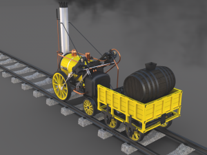 animated rocket locomotive and wright flyer pack Modelo 3D