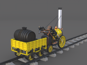 animated rocket locomotive and wright flyer pack Modelo 3D