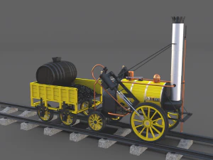 animated rocket locomotive and wright flyer pack 3D Model