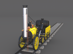 animated rocket locomotive and wright flyer pack Modelo 3D