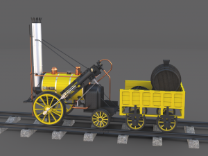 animated rocket locomotive and wright flyer pack Modelo 3D