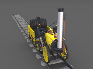 animated rocket locomotive and wright flyer pack Modelo 3D