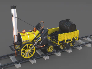 animated rocket locomotive and wright flyer pack 3D Model