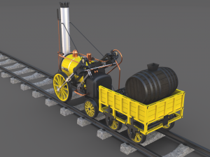 animated rocket locomotive and wright flyer pack Modelo 3D