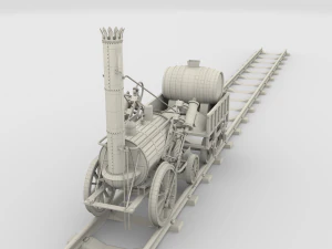 animated rocket locomotive and wright flyer pack 3D Model