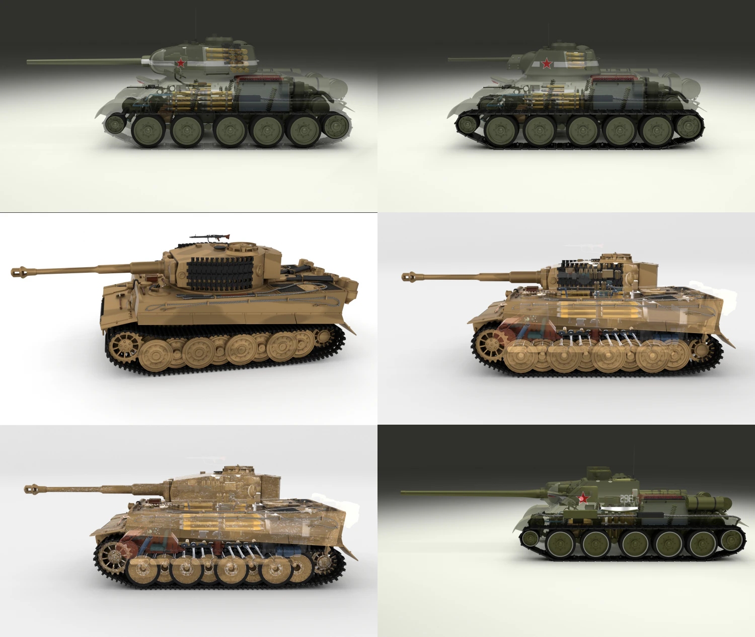 eastern front armor pack with interior and engine bay v2 3D Model .c4d .max .obj .3ds .fbx .stl .blend 