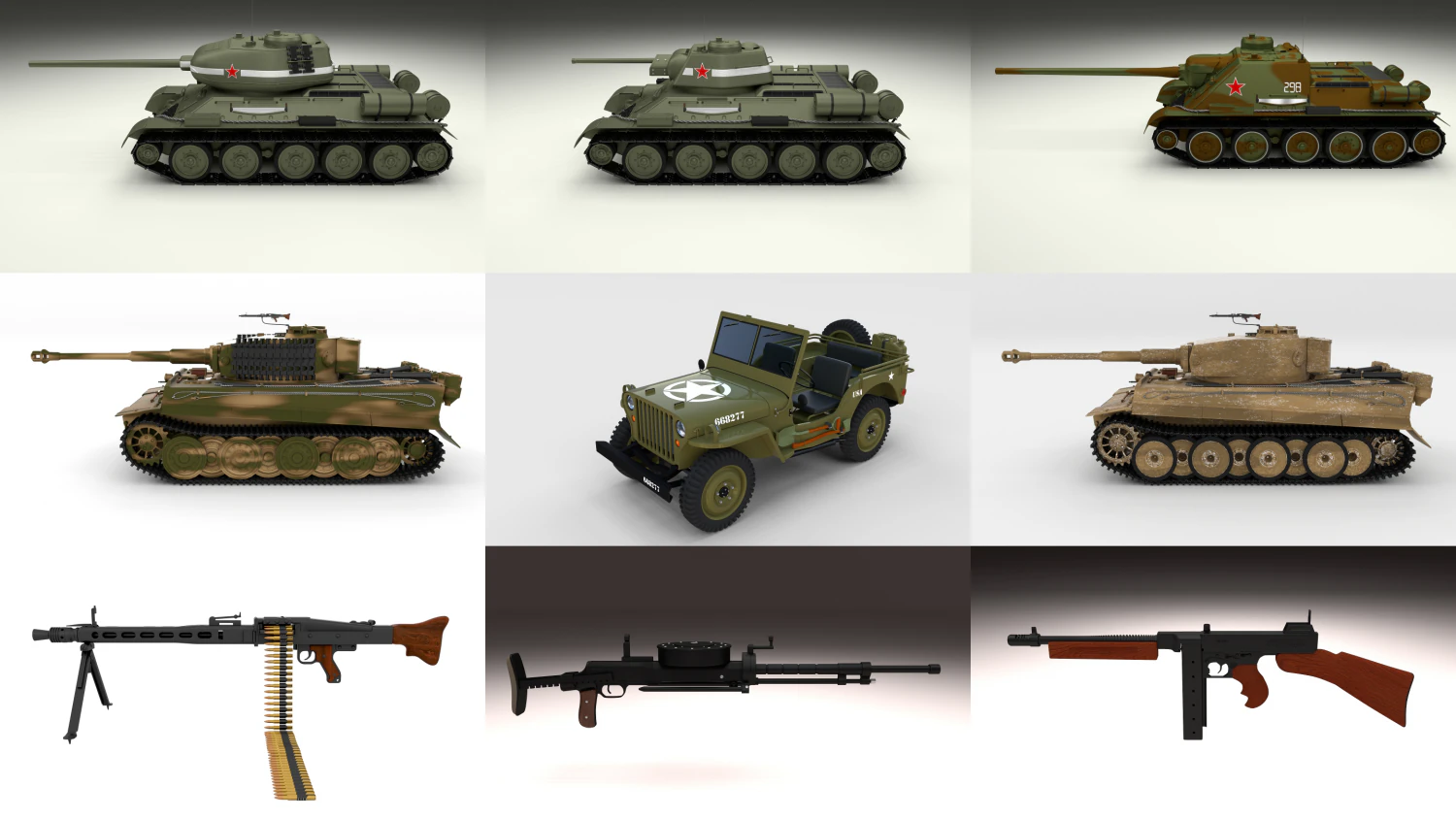 full ww2 pack 3D Model .c4d .max .obj .3ds .fbx .stl .blend 