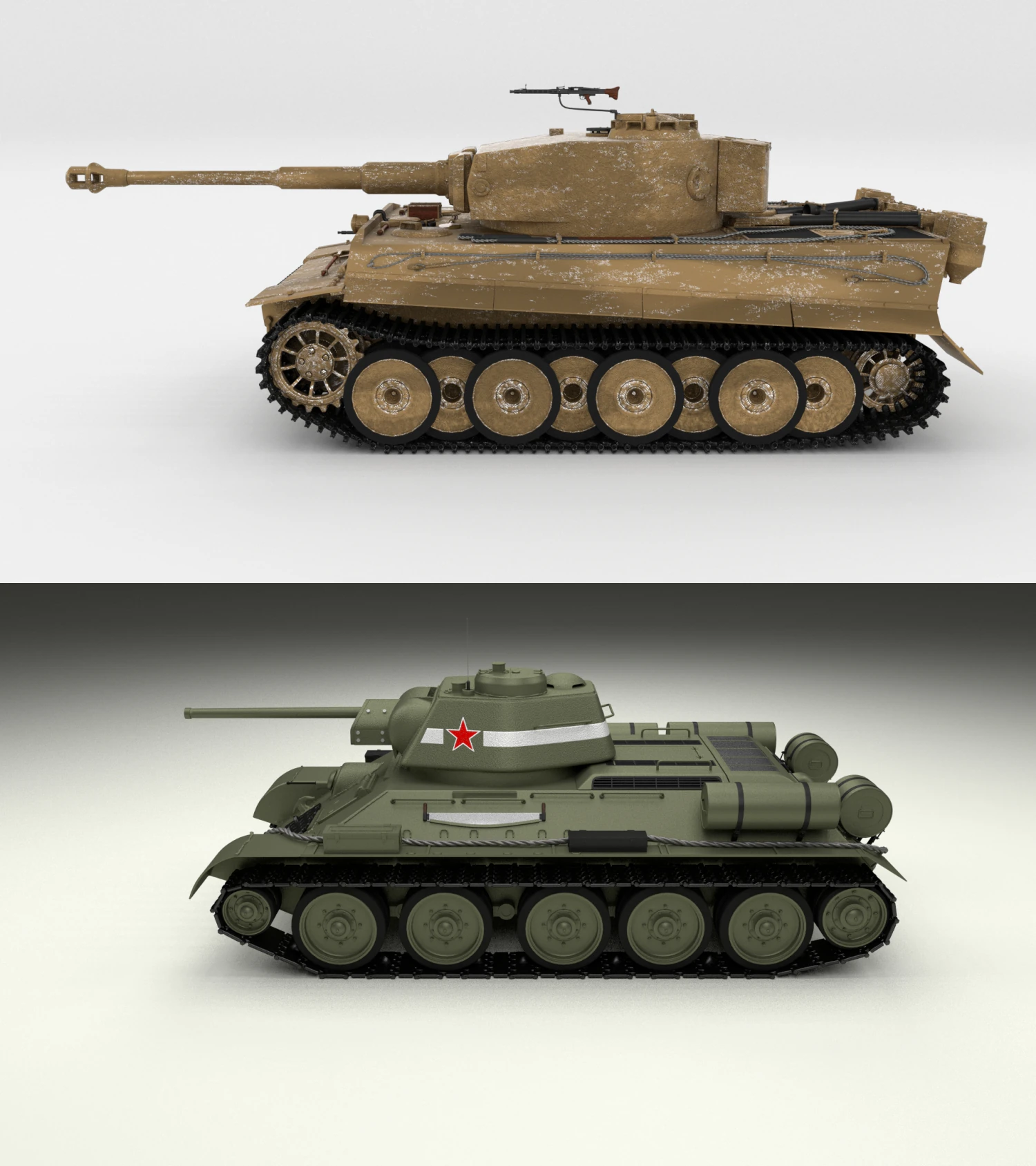 t34-76 tiger tank early pack 3D Model .c4d .max .obj .3ds .fbx .stl .blend
