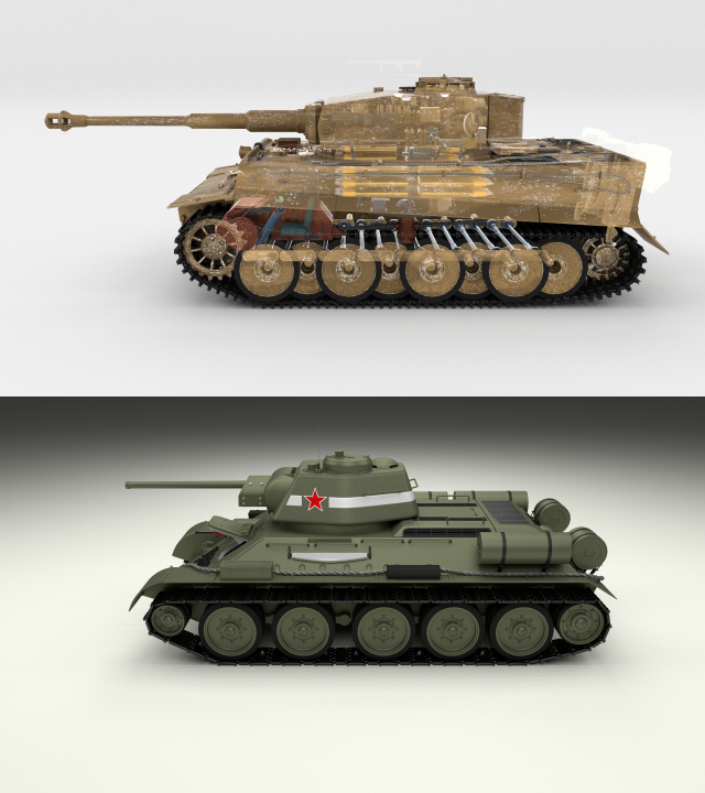 t34-76 tiger tank early pack with interior Modèle 3D .c4d .max .obj .3ds .fbx .stl .blend 