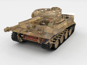 t34-76 tiger tank early pack with interior 3D Model