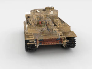 t34-76 tiger tank early pack with interior 3D Model