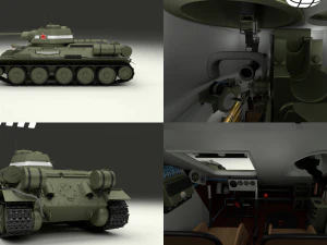 t34-76 tiger tank early pack with interior 3D Model