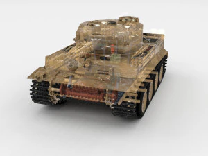 t34-76 tiger tank early pack with interior and engine bay 3D Model
