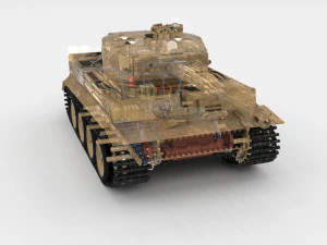 t34-76 tiger tank early pack with interior and engine bay 3D Model