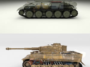 t34-76 tiger tank early pack with interior and engine bay 3D मॉडल