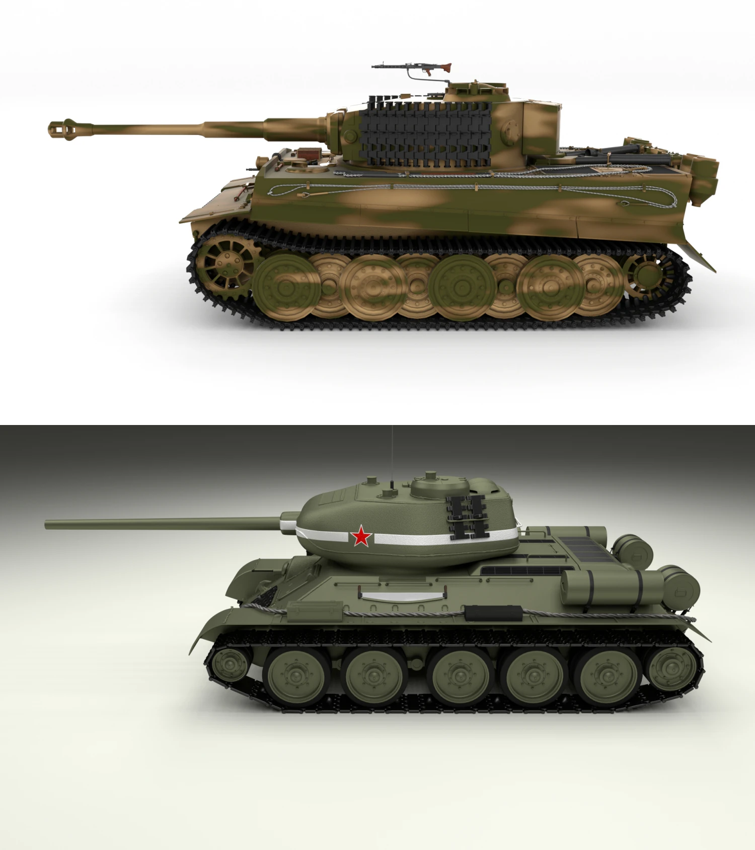 t34-85 tiger tank late pack 3D Model .c4d .max .obj .3ds .fbx .stl .blend