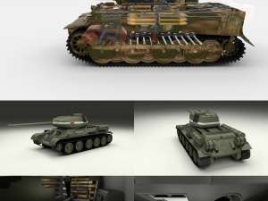 t34-85 tiger tank late pack with interior 3D Model