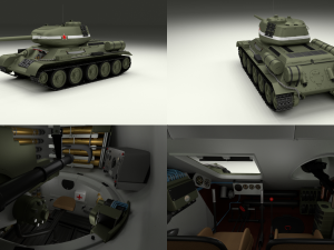 t34-85 tiger tank late pack with interior 3D मॉडल