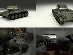 t34-85 tiger tank late pack with interior 3D Model
