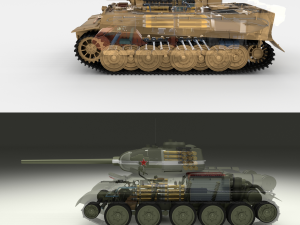 t34-85 tiger tank late pack with interior and engine bay 3D Model