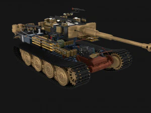 t34-85 tiger tank late pack with interior and engine bay 3D Model